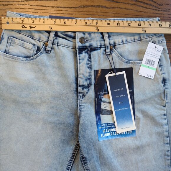 Miracle Jeans Promise 8 Wide Cuff Crop Caldera Wash Blue Denim Tummy Control - Picture 10 of 14